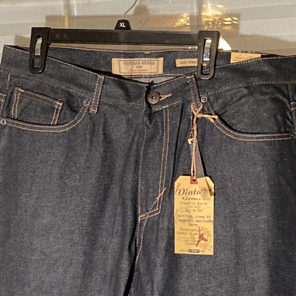 NWT Vintage genes, mens dark gray blue jean are stretch and comfortable. - Picture 3 of 8
